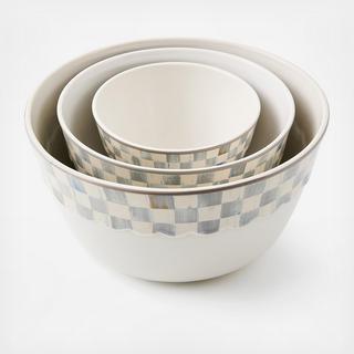 Sterling Check 3-Piece Everyday Stoneware Mixing Bowl Set