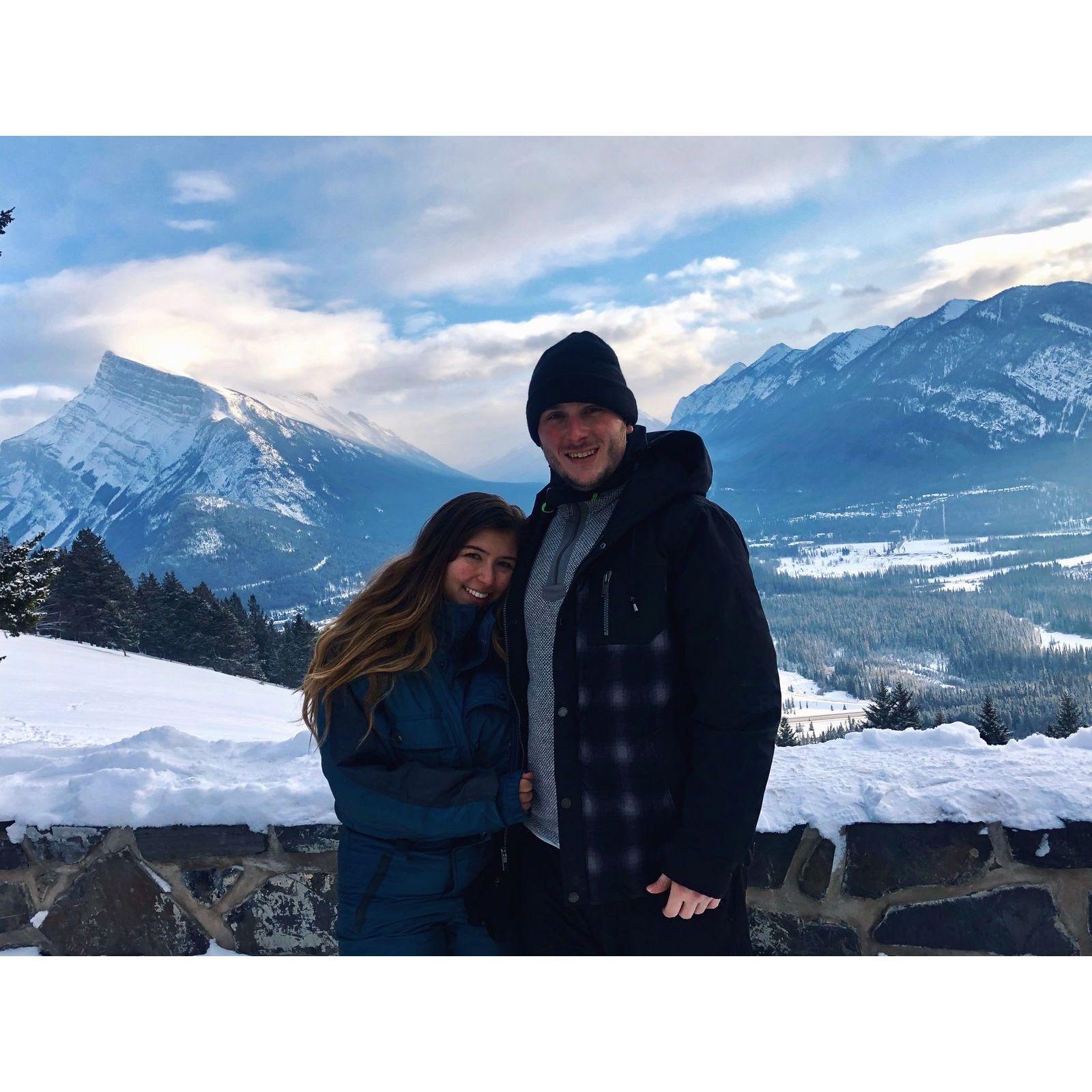 Banff Canada, January 2020: the last time Katie tried to teach Matt how to ski