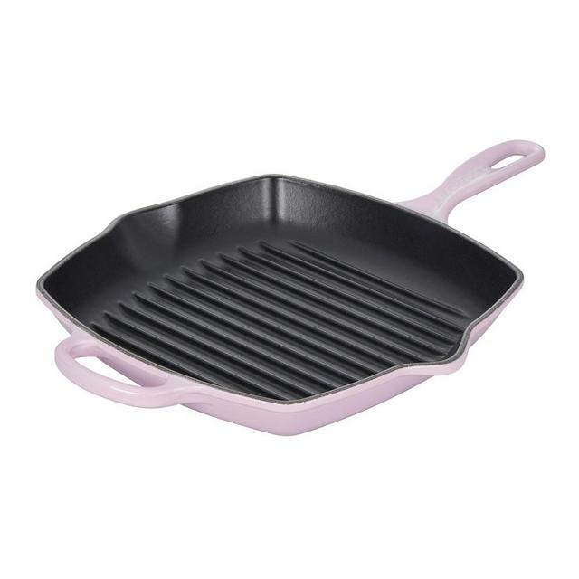 Le Creuset Signature Enameled Cast Iron Square Grill Pan, 10", Shallot