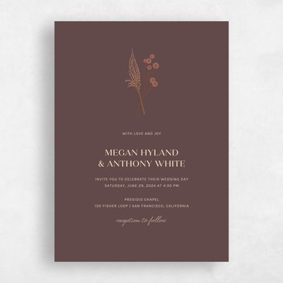 Chocolate, Brown Wedding Invitation - Brendlyn Portrait