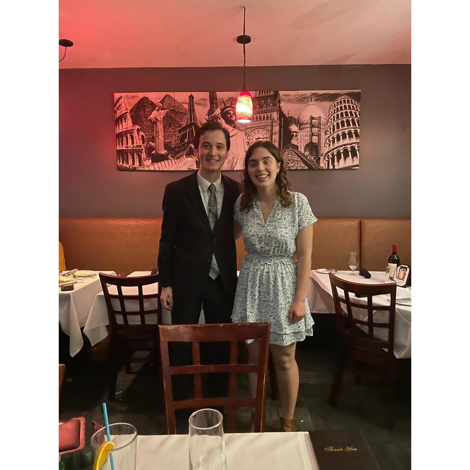 Our first date at Oliveira's in Somerville