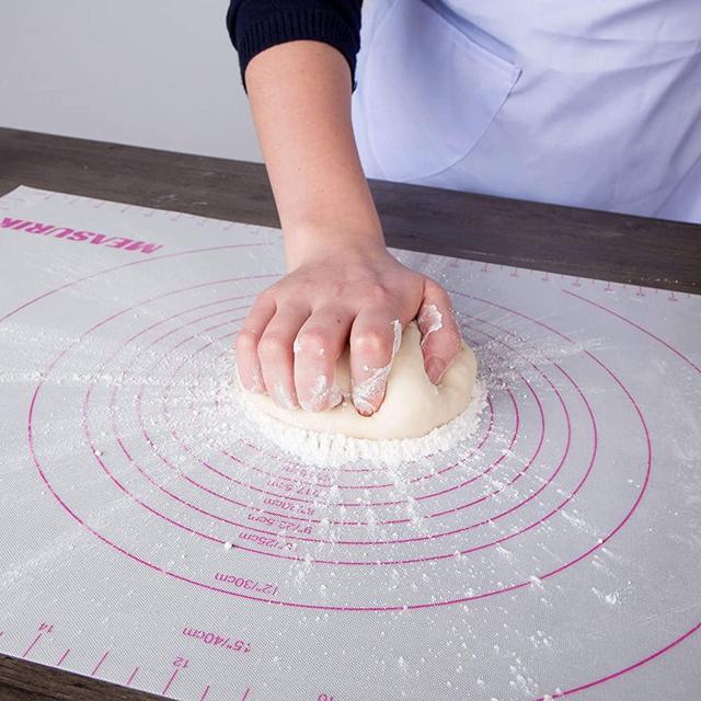 Extra Large Silicone Pastry Mat - Non-Stick 16''(W)24''(L) Silicone Dough Fondant Pie Baking Mat with Temperature and Measurement Table, Reusable Baking Oven Liner Sheet Food Grade and BPA Free