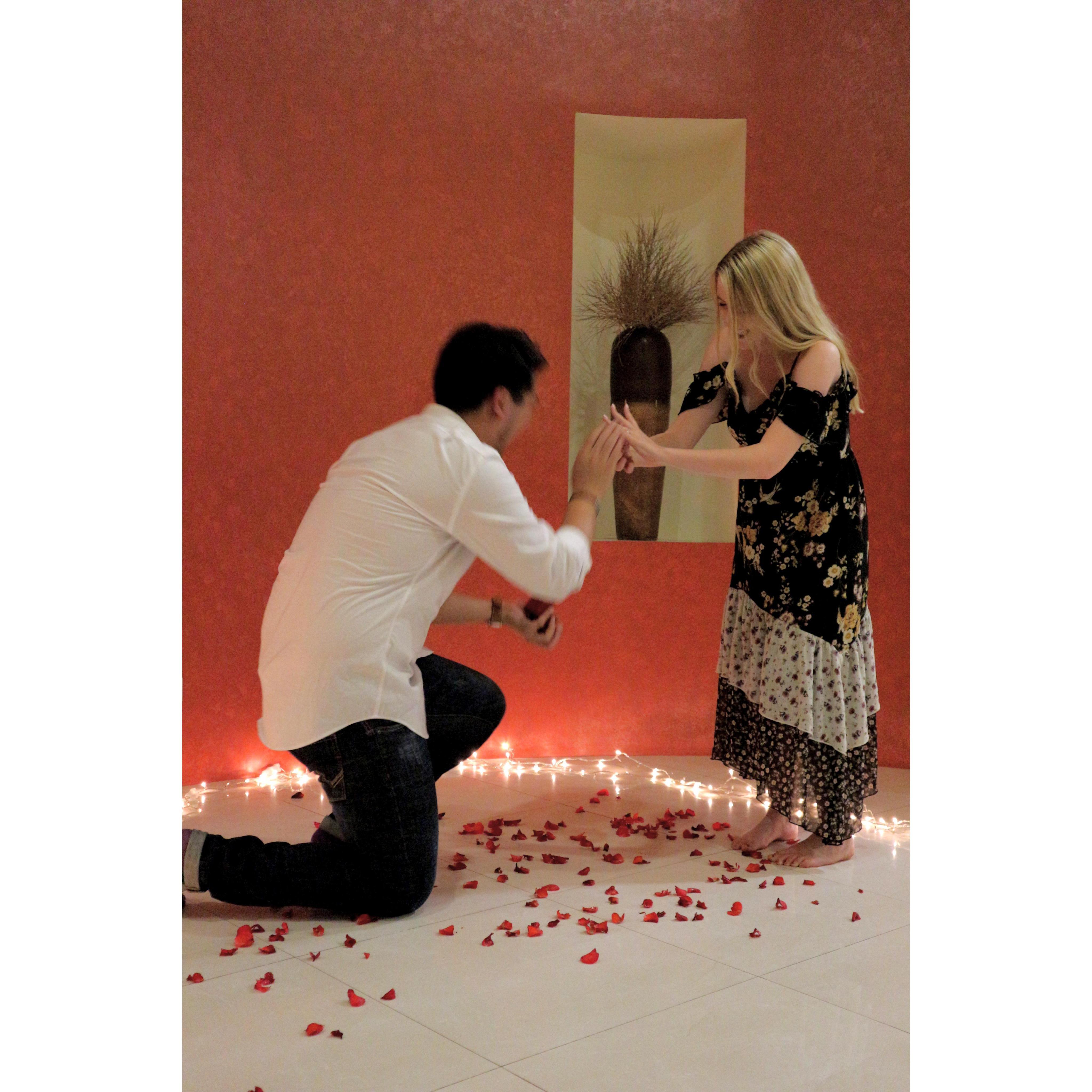 Joshua proposed on New Year's Eve in the Philippines.