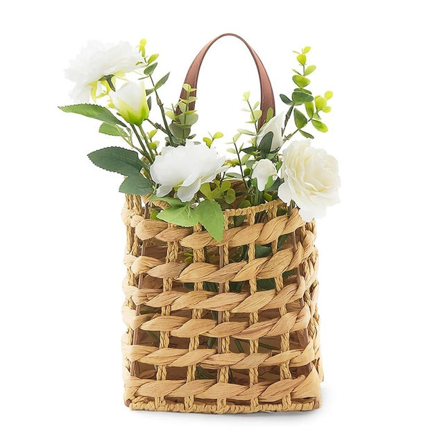 LGENHOOM Wall Hanging Basket Decorative Boho Mounted Organizer Dried Flower Plants Front Door Basket for Garden Farmhouse Home