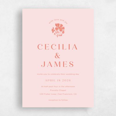 Blush, Pink Wedding Invitation - Tiburon Portrait