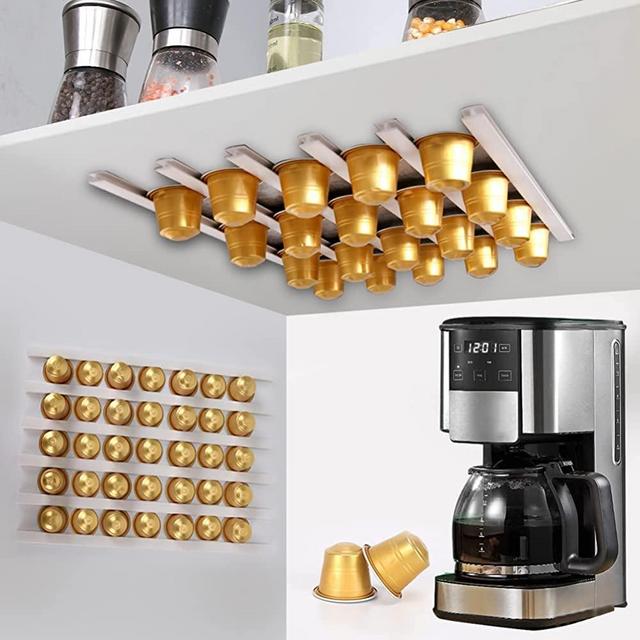 Coffee Pod Holder, K Cup Holders for Counter,10 PCS Coffee Pods Storage/Organizer,Wall Mount Coffee Pod Holder with Adhesives,Under Cabinets-White