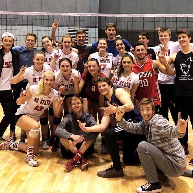 Our first photo together courtesy of NC State Club Volleyball's annual nationals trip, this year was in St. Louis, MO!