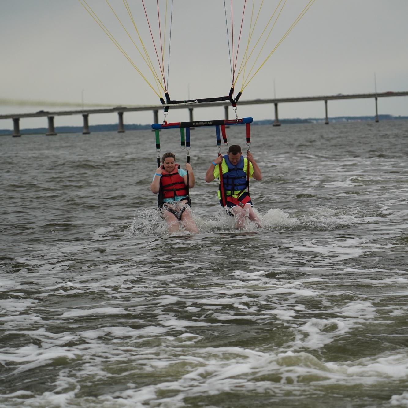 Nates first parasailing and they dipped us in the bay! Ocean City MD 2023