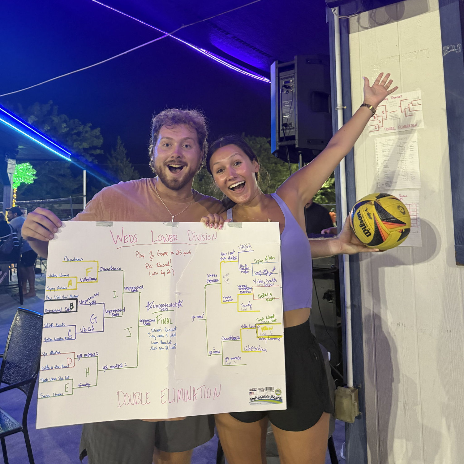 Our reactions after winning our summer sand volleyball league!