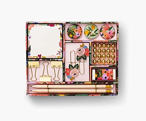Rifle Paper Co. Garden Party Tackle Box, Everything You Need to Stay Organized, Includes Pencils, Push Pins, Binder Clips, Paper Clips, Magnets, and More