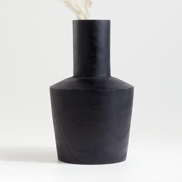 Arllon Wide Black Wood Vase