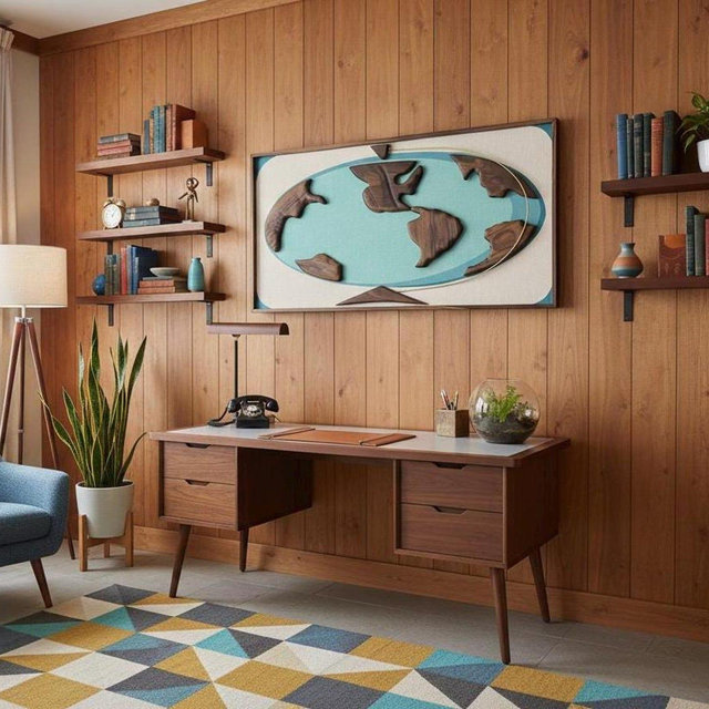 Mid Century Modern Wall Art | Witco Inspired - The Terra (50x24”) | Modern Retrograde