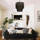 Laurel 2-Tier Draped Wood Bead Chandelier