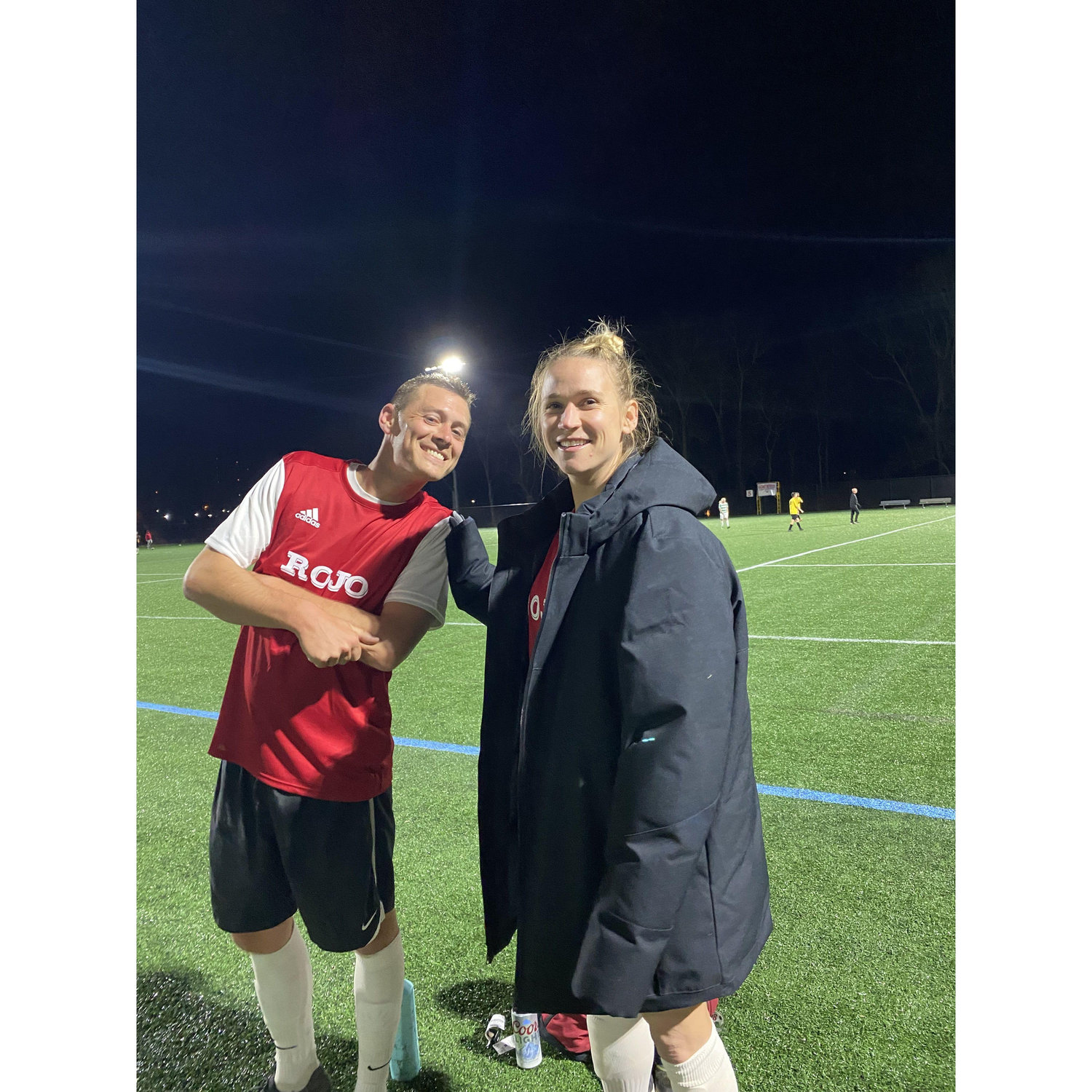 Our first time playing soccer together :) Our first pictures together too