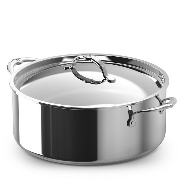Hestan ProBond Luxe 9-Qt. Polished Professional Clad Stainless Steel Rondeau with Lid