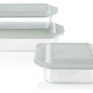 Pyrex Deep 3-Pack Glass Baking Dish Set (9"x13", 7"x11", 8"x8") With BPA-Free Lids, Rectangular Glass Bakeware, Dishwasher, Microwave, Freezer & Pre-Heated Oven Safe