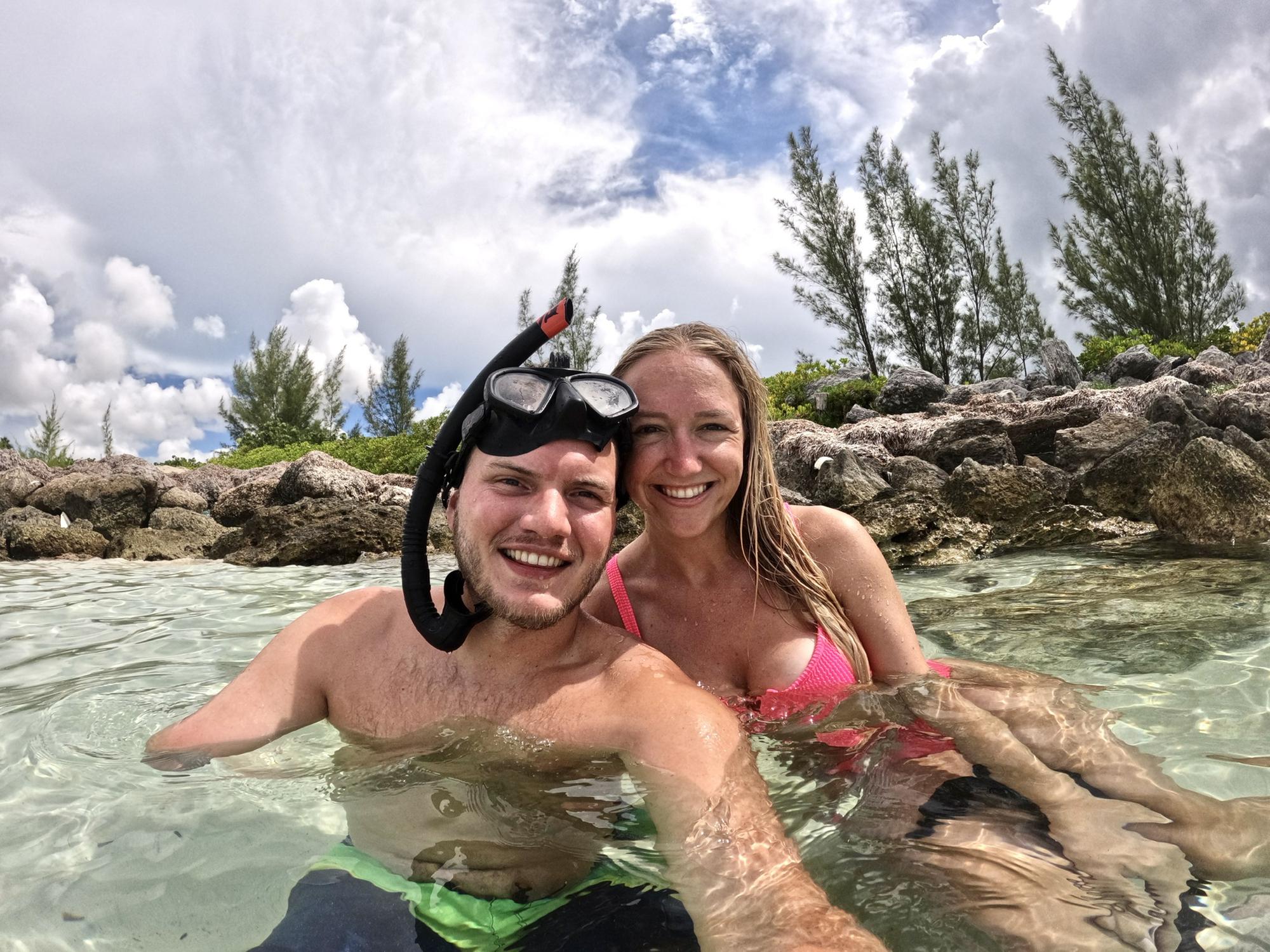 Snorkeling in the Bahamas to celebrate one year of dating!