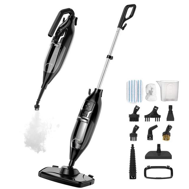 12-in-1 Steam Mop with Detachable Handheld Steam Cleaner for Hardwood Floors, Clothes,Windows,Tiles,Furniture,Carpet, MultiPurpose Steamer with Washable Microfiber Pads, 550ml and 2 Adjustable Levels