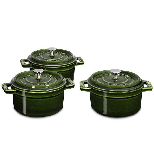 Staub Cast-Iron Mini Round Cocotte Set, 1/4-Qt.., Basil
