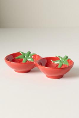 Tomato Dolomite Double Pinch Bowl