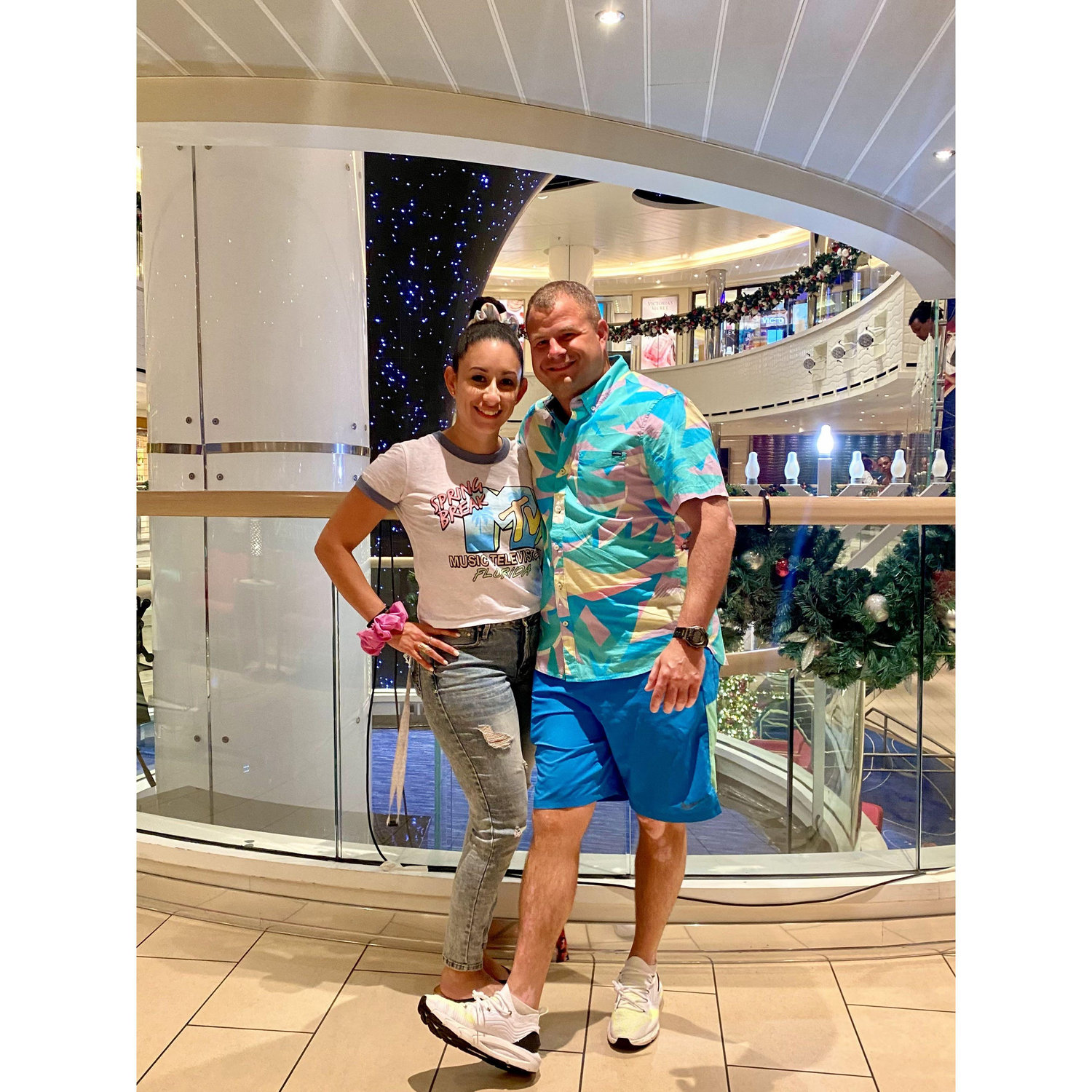 We love cruising! On board Carnival Horizon after our engagement