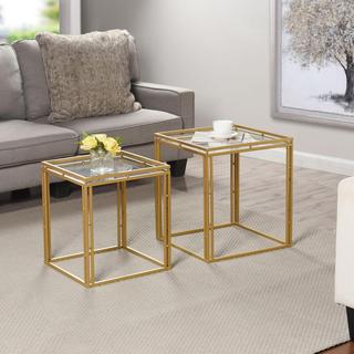 Antique 2-Piece Nested Square Side Table Set