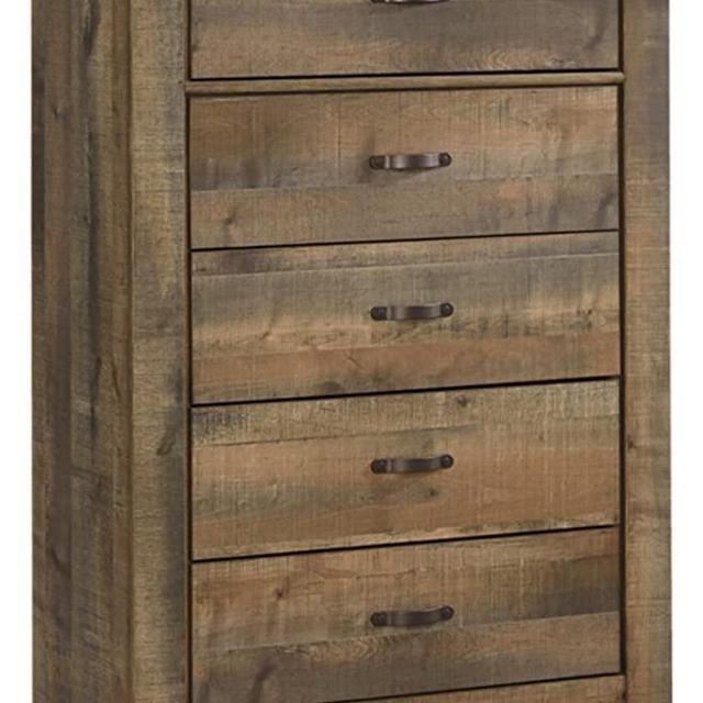 Ashley Furniture Signature Design - Trinell Chest - 5 Drawers - Nailhead Accents - Rustic Brown Finish - Antiqued Bronze Hardware