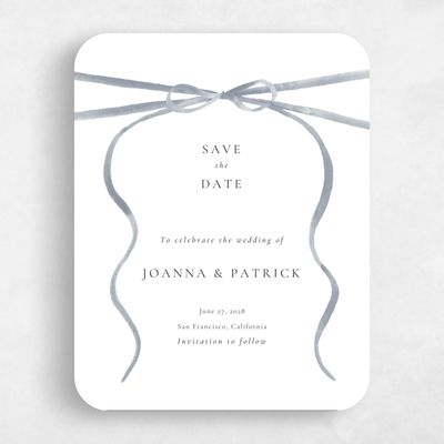 Blue Rounded Wedding Save the Date - Brunate Portrait