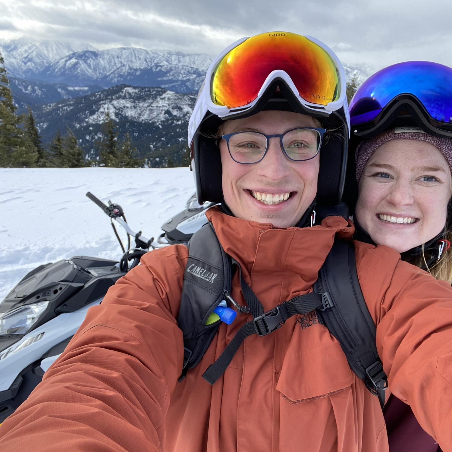 Our first snowmobiling trip together - Valentine's Day 2020, Leavenworth.
