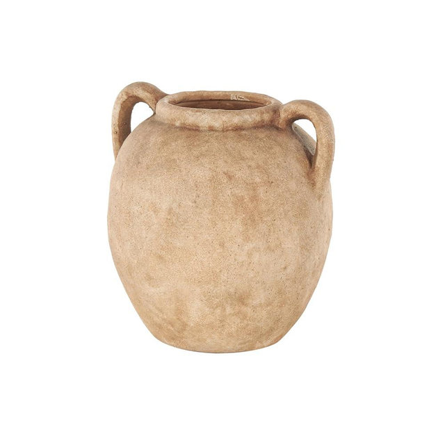 Deco 79 Ceramic Decorative Vase Antique Style Textured Centerpiece Vases with Handles, Flower Vases for Home Decoration 10" x 9" x 10", Copper
