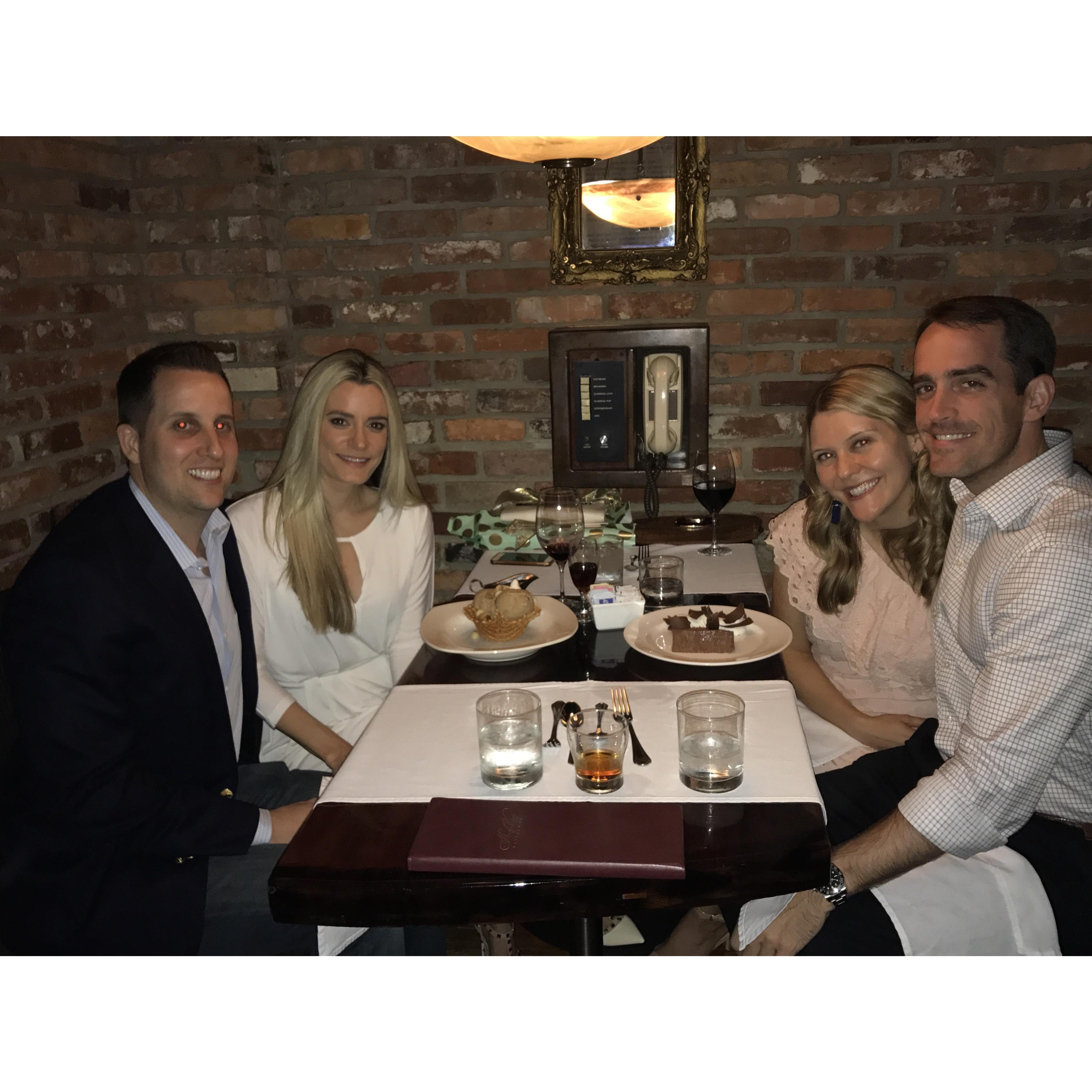 Our first dinner at Bern's together, along with Ryan's sister Eileen and brother-in-law Keith.