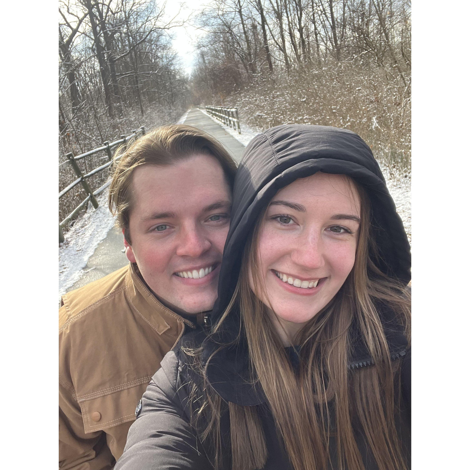 Winter walk after he proposed!