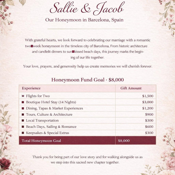 Our Honey Moon Fund