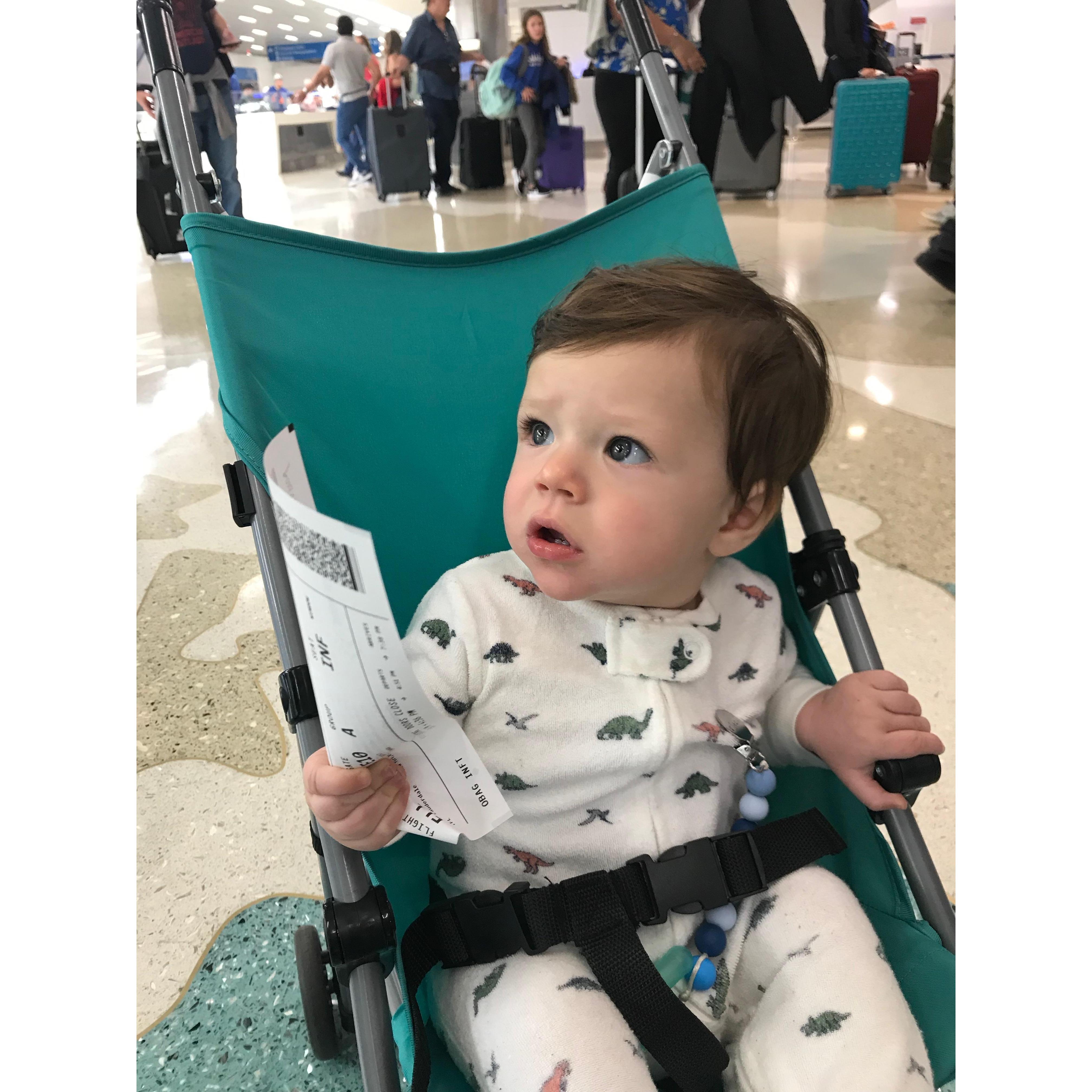 The seasoned traveler and his boarding pass