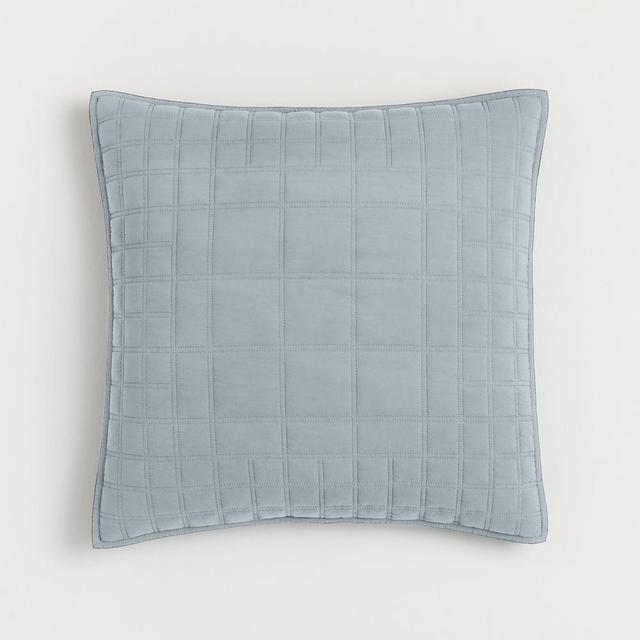 Washed Cotton Light Weight Quilt, Euro Sham Set, Arctic Blue