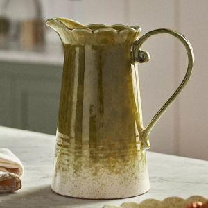 Ruffle Reactive Glaze Stoneware Pitcher