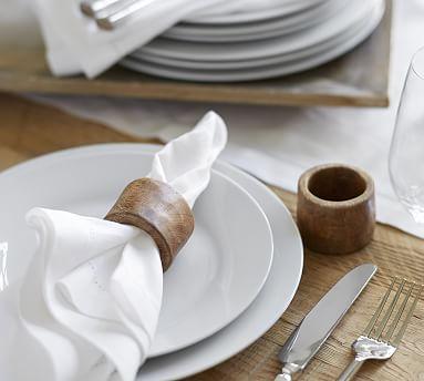 Pottery Barn Vintage Mango Wood Napkin Rings, Set of 4