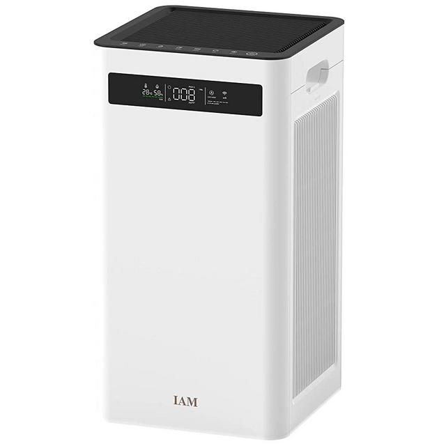 IAM Air Purifier for Home, Large Room, Bedroom, Living Room, Bathroom, H13 HEPA Air Purifier for Smokers, Dust, Pets, Home Carbon Odor Eliminator Silent Air Purifier, White