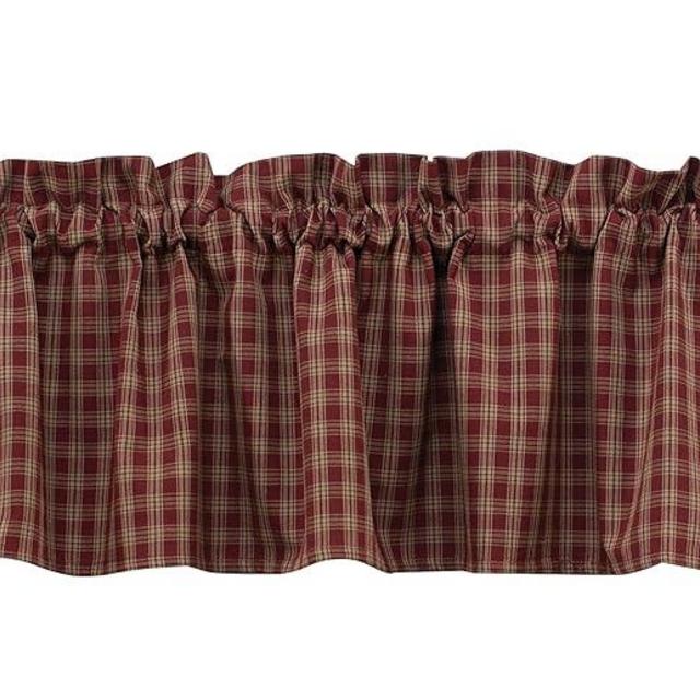 Park Designs Farmhouse Kitchen Valances for Windows - Sturbridge Red | Fall Decor Window Valance Curtains | Plaid Curtain Valances for Windows | Ideal for BOHO Living Rooms & Bathrooms | 72" x 14"