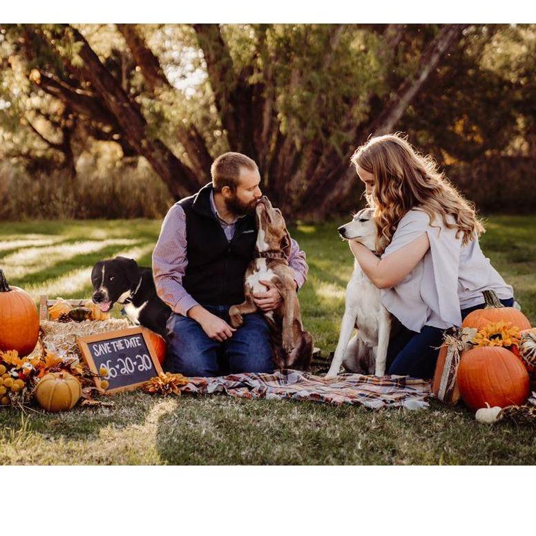 Our amazing photographer was able to put beau in one of our engagement photos.
