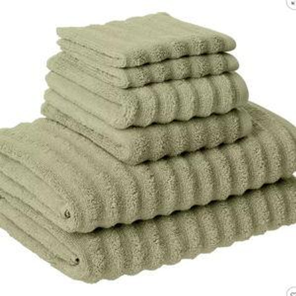 Modern Threads Luxury 100% Cotton 6-pc Wavy Towel Set - Sage Green
