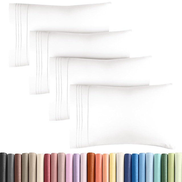 King Pillow Cases Set of 4 - Ultra Soft Hotel Quality Pillowcase Covers - Comfy, Cozy & Wrinkle Free - Shrinkage and Fade Resistant - Machine Washable Pillow Protectors - 4 Piece Set - Antique White