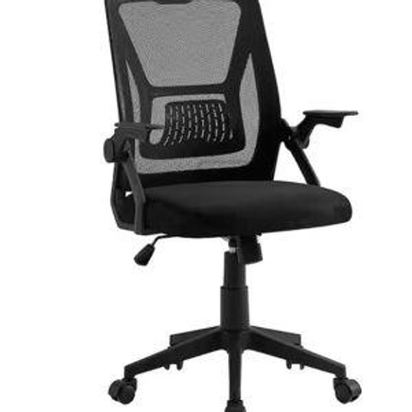 Fabric Swivel Ergonomic Office Task Chair with Adjustable Arms Mesh Lumbar Support for Computer Task Work, Black