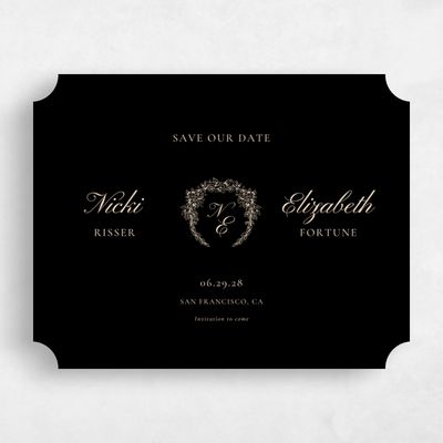 Black Ticket Wedding Save the Date - Pasquo Landscape