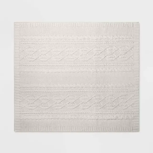 50"x60" Cable Knit Chenille Throw Blanket - Neutral Color Threshold™