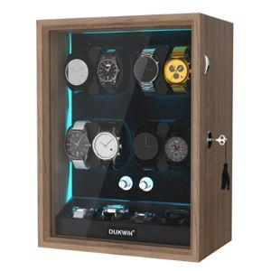 8 + 4 Watch Winder with Extra Storages Aurora Blue Light Quiet Motors - Grain