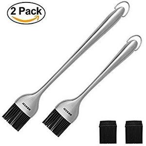Haicheng Basting Brush and Pastry Brush-Set Of 2 Silicone Brush with Stainless Steel Handle-12 Inch/7 Inch-Great For BBQ Meat,Grill,Cakes and Pastries