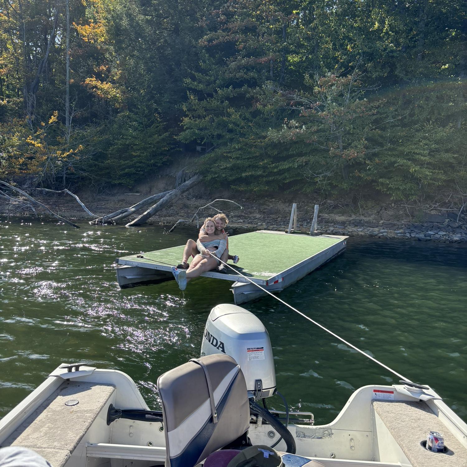 Rescuing the floating doc from the other side of the lake.