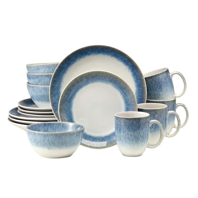 Over and Back® Burst 16-Piece Dinnerware Set in Blue/White