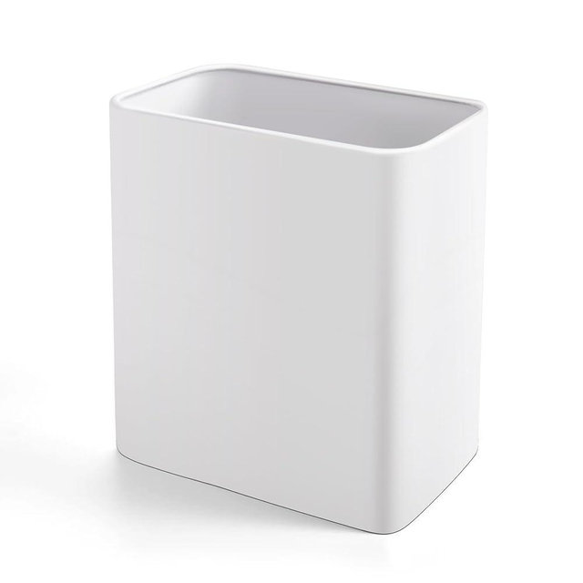 Cesun Small Bathroom Trash Can 2.1 Gallon Wastebasket, Modern Metal Garbage Can Office Waste Basket, White Stainless Steel Trash Bin for Bedroom, Home Office, Toilet, rv, Near Desk, Under Sink.